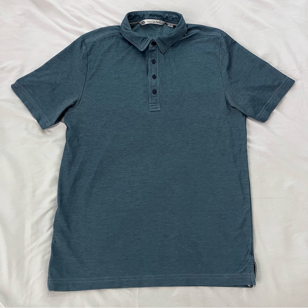 Travis Mathew Polo Shirt Mens Short Sleeve Performance Lightweight Blue
